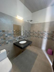 瓦拉纳西VISTARA COURTYARD的一间带水槽和卫生间的浴室