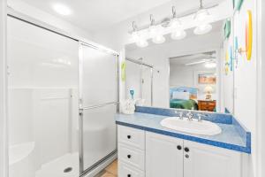 达克Old KenDucky Home的白色的浴室设有水槽和淋浴。