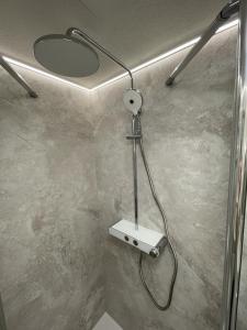 摩尔苏姆Watthüs的带淋浴喷头的浴室