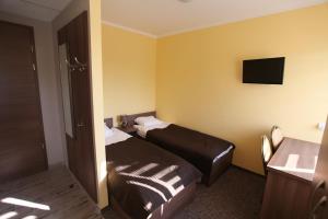 普鲁什库夫A2里克酒店的酒店客房设有两张床和电视。