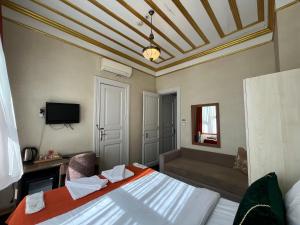 伊斯坦布尔Le Safran Suite Hotel的一间酒店客房,配有一张床和一台电视