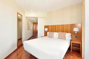 巴塞罗那贝斯特阿拉尼亚酒店的卧室配有一张白色的大床,铺有木地板