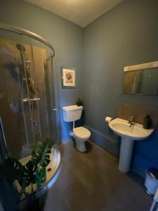 珀肖尔Pershore Rooms at The Star的浴室配有卫生间、盥洗盆和淋浴。