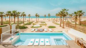 迪拜迪拜尼基海滩度假村及Spa的棕榈树和海滩的游泳池