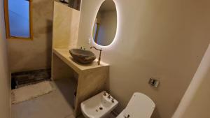 维拉卡洛斯帕兹ESPACIO AMAITÀ的一间带水槽、卫生间和镜子的浴室