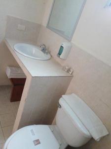 普埃布拉Hotel Casa de Oración San José的浴室配有白色卫生间和盥洗盆。