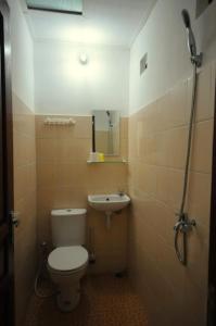 日惹安德烈住宿加早餐旅馆的一间带卫生间和水槽的小浴室