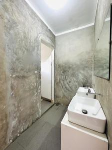 科隆大永旅舍的一间带水槽和墙壁的浴室