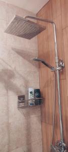 贝尔格莱德Apartman Comfort Beograd的浴室内带淋浴间的淋浴间