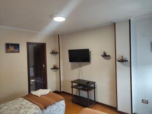 希韦罗QUINTA ANDAINA的一间卧室配有一张床和一台平面电视