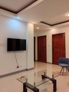 莫阿尔博阿Michael's Apartment的客厅设有壁挂式平面电视。
