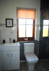 克雷尔Meadowshores Apartment Crail的一间带卫生间、水槽和窗户的浴室