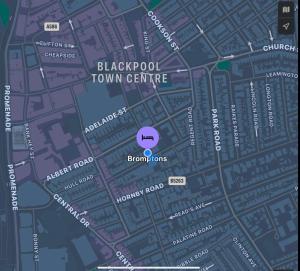 布莱克浦Bromptons的黑池镇中心地图