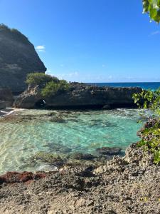 Anse-Bertrand La kaz a coyoky的一片绿松石海水和岩石海岸的海滩