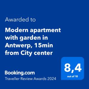 安特卫普Modern apartment with garden in Antwerp, 15min from City center的调制解调器与花园的调制解调器的屏幕,从