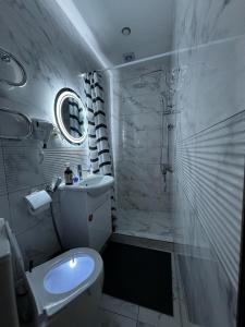 HaghpatAghdepat Hotel的浴室配有卫生间、盥洗盆和淋浴。
