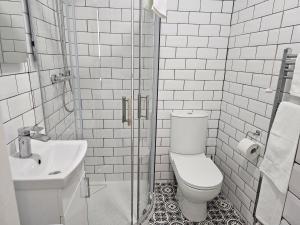 斯凯格内斯The Ivernia hotel的白色的浴室设有卫生间和水槽。