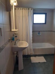 乌斯怀亚TZION B&B的浴室配有盥洗盆和浴缸。