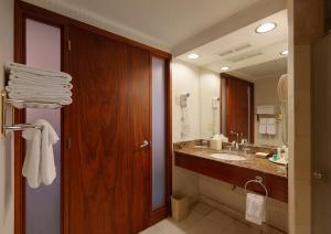 基多JW Marriott Quito的一间带水槽和大镜子的浴室