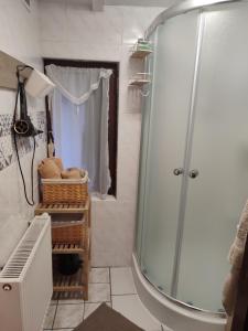 利托斯基简Chata Adavy的带淋浴的浴室和玻璃门