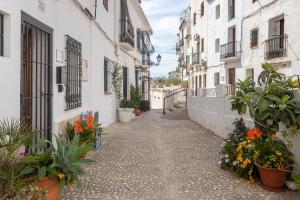 阿尔啼La Casa del Agua的古镇的一条花盆小巷
