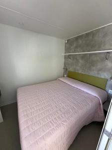 MagreglioCampeggio Madonna Del Ghisallo的一间小卧室,内有粉红色的床