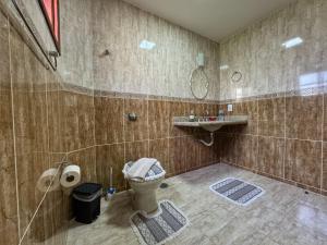 蒙特韦尔迪Casa Luar的一间带卫生间和水槽的浴室