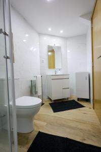 塞亚CASA ORIGENS ll的一间带卫生间、水槽和镜子的浴室