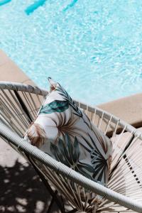 奥瑟戈尔蕨类酒店的游泳池旁的椅子上的一个枕头