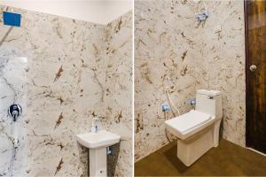 加济阿巴德FabExpress Red Diamond的浴室设有水槽和卫生间,两幅图片