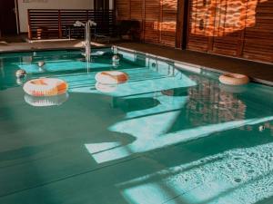 布拉尼亚克铂尔曼图卢兹机场度假酒店的一个带泳池景的游泳池