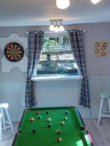 拉腊Clarisses Cottage的一间房间,内设一张带球的台球桌