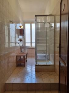 罗马Reyes Suite的带淋浴和盥洗盆的浴室