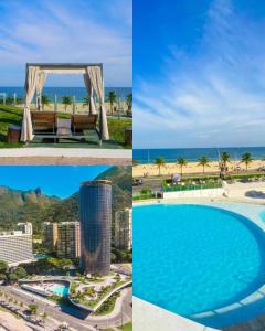 里约热内卢Hotel Nacional的度假村和游泳池的照片拼合
