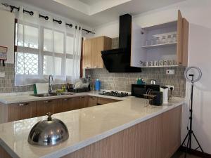 姆特瓦帕Almasi beach house的厨房配有水槽和台面