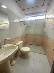 马查拉Moderno, grande, amplia vista, parqueo的一间带卫生间和水槽的浴室