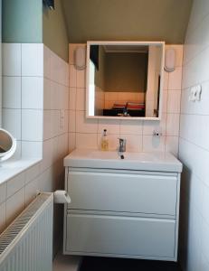 诺德霍恩Ferienwohnung Adriane的一间带水槽和镜子的浴室