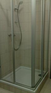 圣卡尼兹福鲁克斯佩安娜玛丽亚酒店的玻璃门淋浴和浴缸
