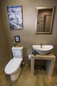 巴卢莱自然保护区Maninghi Lodge的浴室配有白色卫生间和盥洗盆。