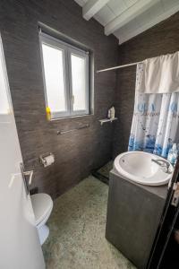 Faja GrandeCasa Atlantida - Sea front的一间带水槽和卫生间的浴室以及窗户。