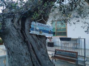 罗卡圣焦万尼Casa vacanze l'Ulivo的树上写着欢迎的标志