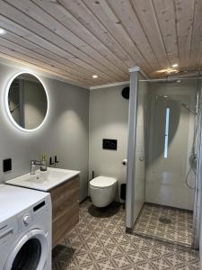 弗洛姆吉文海特酒店的一间带水槽和洗衣机的浴室