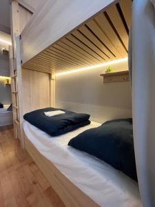 图尔钱斯凯特普利采Bad Stuben Hostel的一间卧室配有两张双层床。