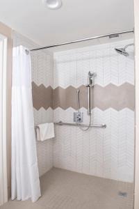 圣地亚哥Club Wyndham Harbour Lights的浴室内配有淋浴帘。