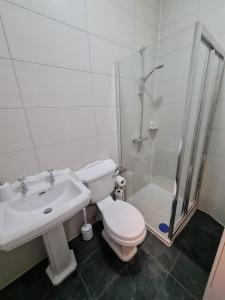 曼彻斯特Scotland Street, Newton Heath的浴室配有卫生间、淋浴和盥洗盆。
