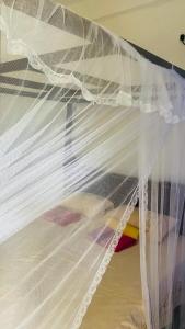 坦加拉Silence Paradise的一张带白色蚊帐的床