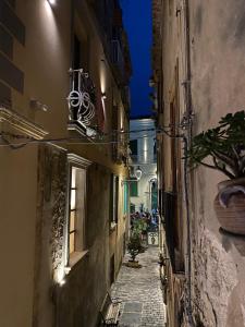 特罗佩阿多娜西西纳旅馆的狭窄的小巷,有建筑和窗户