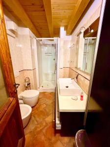 托斯科拉诺-马德尔诺科瓦诺农家乐的浴室配有卫生间、盥洗盆和淋浴。