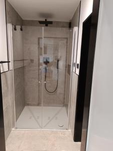 杜塞尔多夫Apartment Sofia的浴室里设有玻璃门淋浴