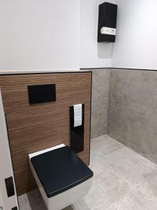 杜塞尔多夫Apartment Sofia的一间带卫生间的浴室和墙上的电视